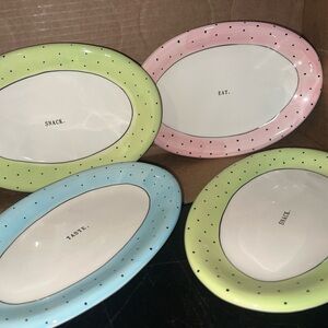 Rae Dunn Oval ovals Set of 4- Lime, Blush, Sky